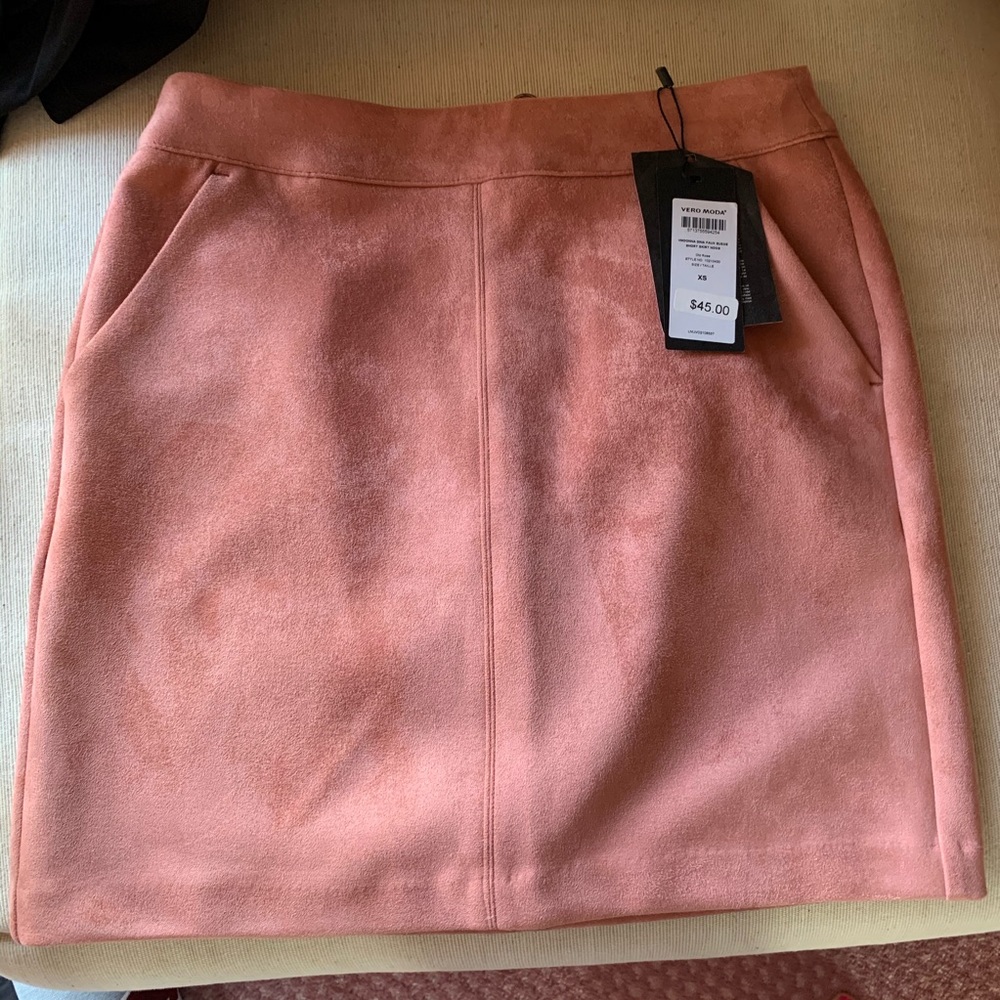 Vero Moda Faux Suede Pink Skirt